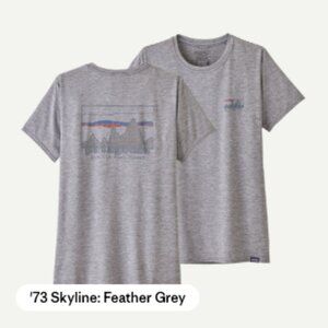 Patagonia Capilene Cool Graphic Short Sleeve Shirt Skyline Feather Grey NWT